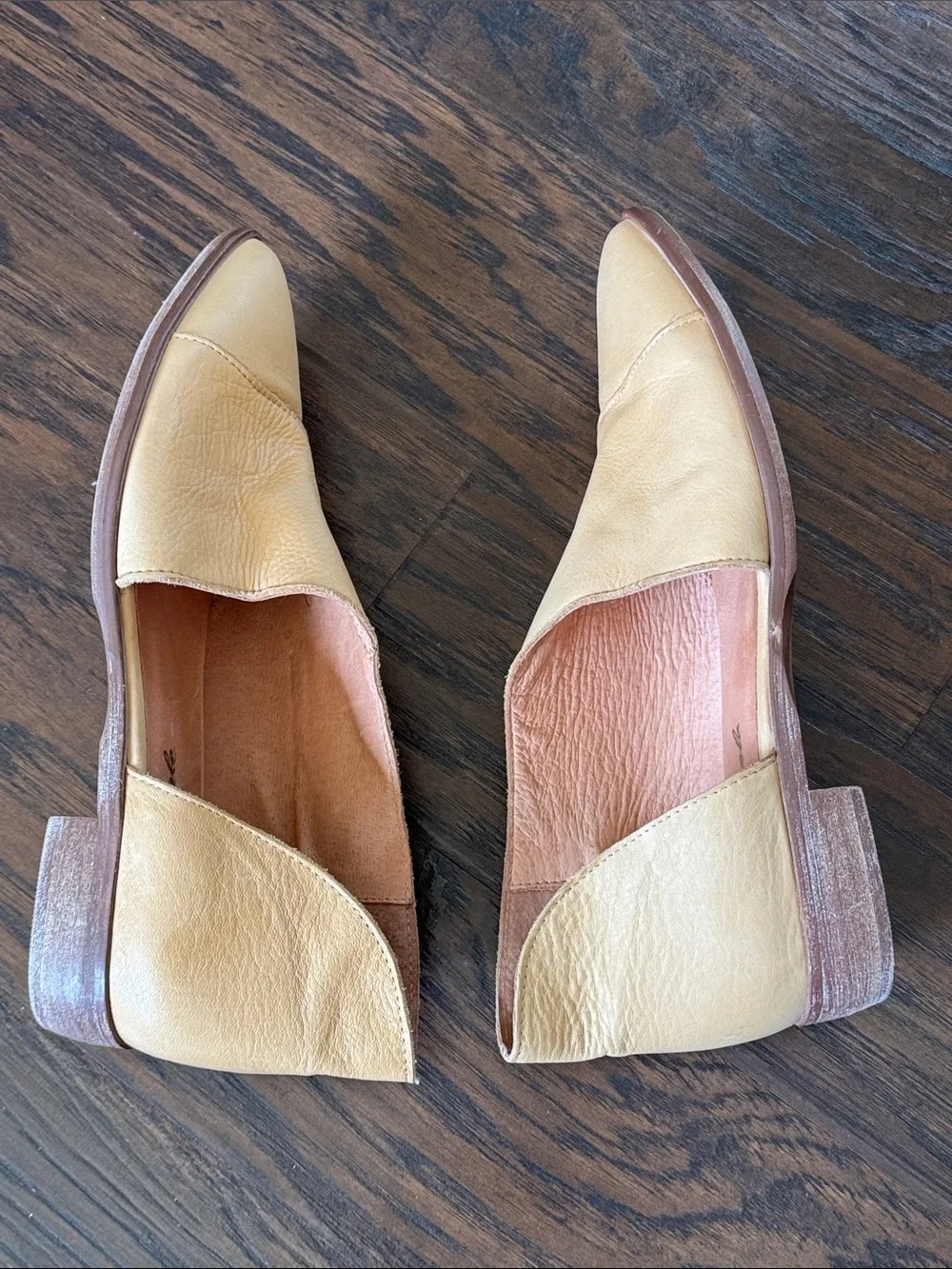 Free People Tan Leather Pointed Slip-On Flats